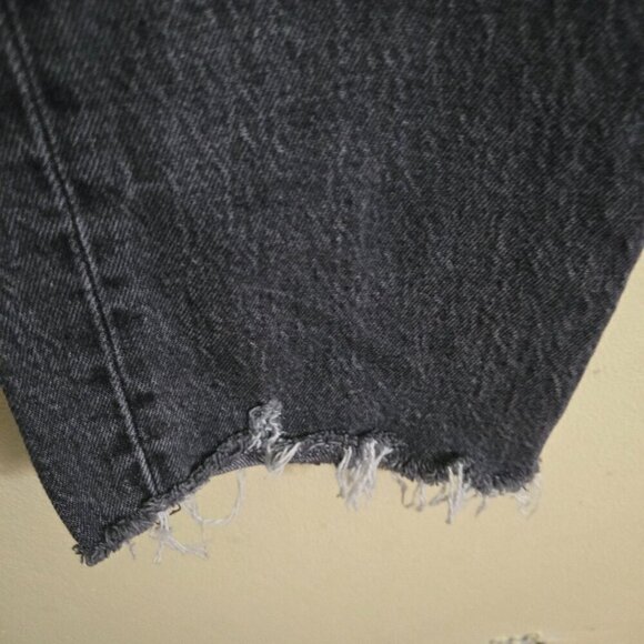 Levi's Wedgie Straight Premium Denim Raw Hem Black Wash Jeans Size 25 - Picture 5 of 12